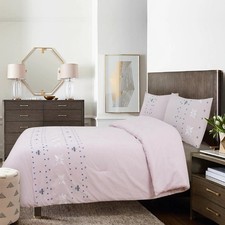 new PINK Wild Sage Embroidered 100 Cotton FULL / QUEEN Duvet Cover Set