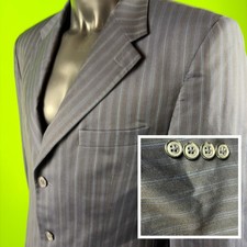 Roberto Villini Famous Brands Navy Blue Pinstripe Wool Blazer 40L Jacket READ 