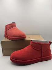 UGG Classic Ultra Mini Red Suede Women's Ankle Boots US Size 8