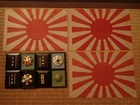 Japanese Japan Showa photos war military WW2 WWII paper flag medal badge