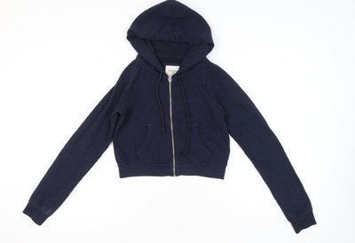 Abercrombie & Fitch Damen Hoodie blau mit durchgehendem Reißverschluss, M