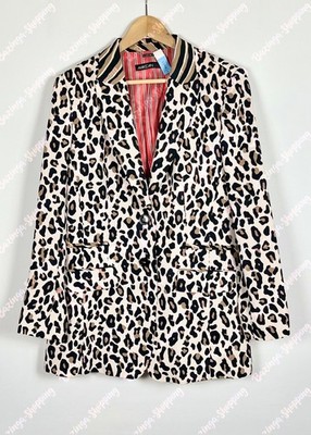 Wild Leo   Marc Cain Blazer N6 (44) Creme Beige Schwarz Leopard Muster