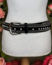 Rhinestone & Studded Black Vegan Leather Belt...