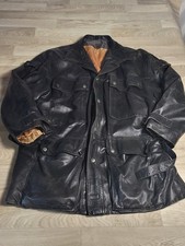 Blouson Veste Cuir Vintage Noir Doublure Or À Restaurer