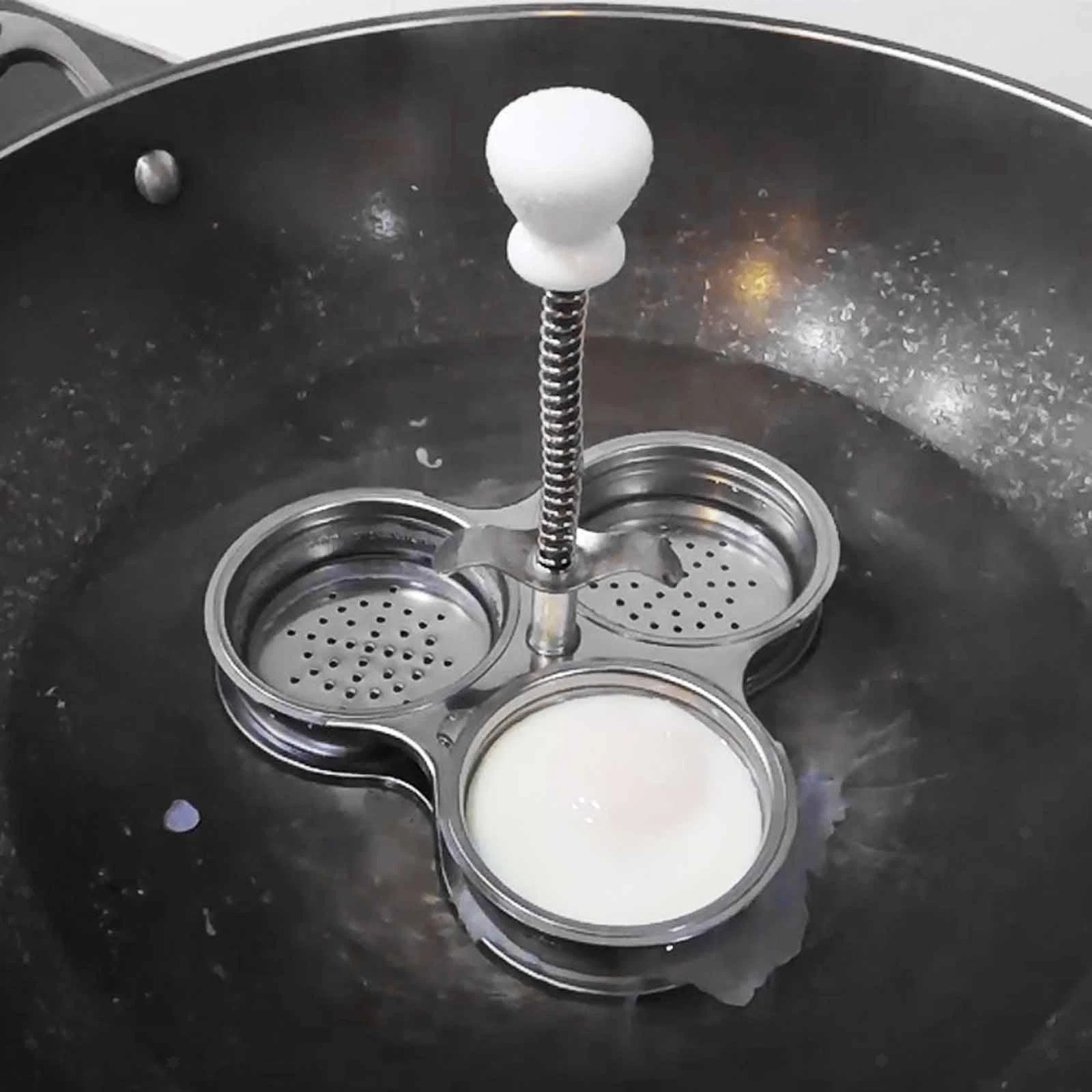 Stainless Steel Egg Poacher Poaching Pan Simple Cleaning with Spring Handle
Opens in a new window or