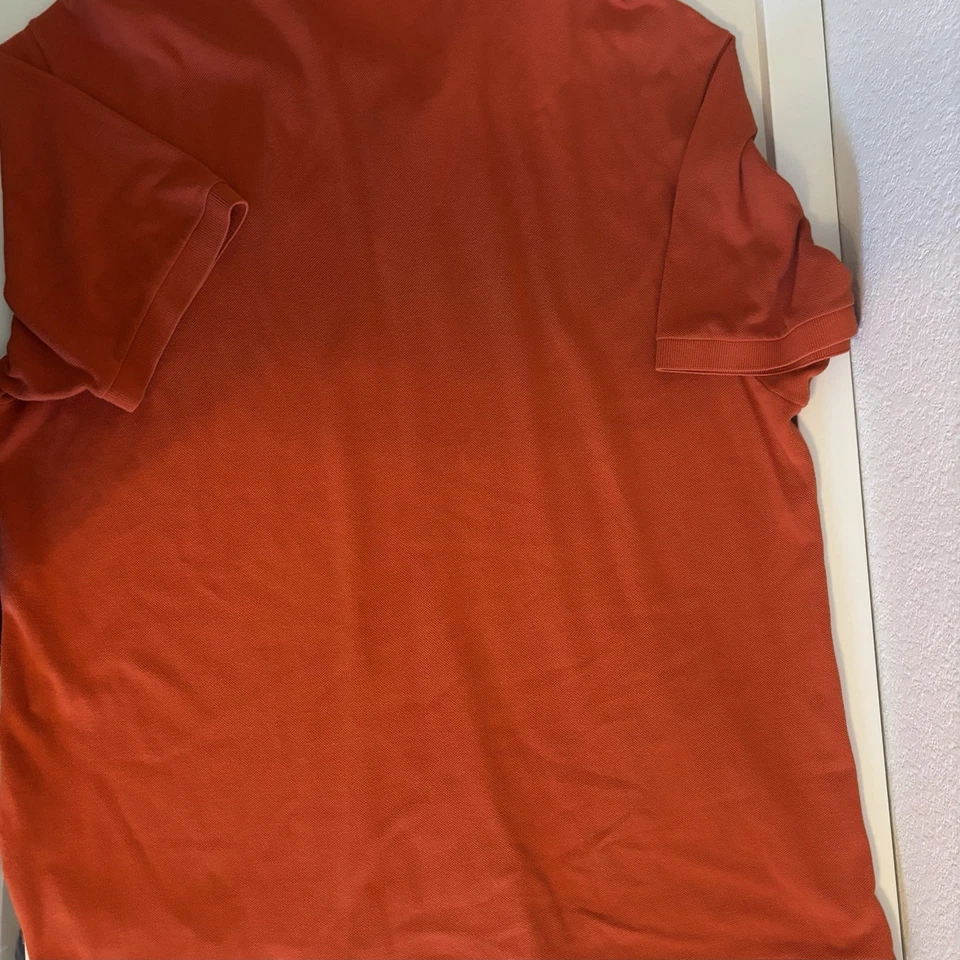 Camisa polo masculina LACOSTE ajuste regular tamanho 8 laranja algodão - Imagem 3 de 4
