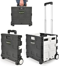 Folding Shopping Trolley with 2 Wheels For Auction Black and White