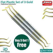 Set of 3 Dental Flat Plastic Composite Filling Instruments Titanium Coated Tips
