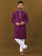 Men Kurta Set Pakistani Kurta Pyjama Indian Suits Sherwani Wedding Party Groom L