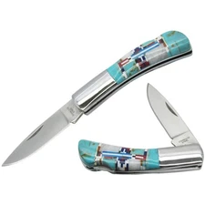 Southwestern Gemstone Inlay Pocket Knife, 3"