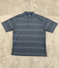Grand Slam Golf Polo Shirt Mens Large Blue Striped 100 Polyester Short Sleeve
