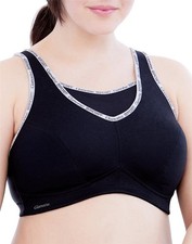 NWOT Glamorise 38G No Bounce Cami Sports Bra 1066 Black Gray 129452