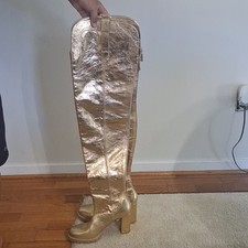 Stuart Weitzman Highland Gold Leather Thigh-H...