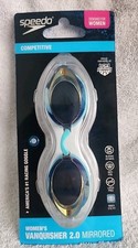Women  s Vanquisher 2.0 Mirrored Competitive Speedo Swim Goggles Agua NIB