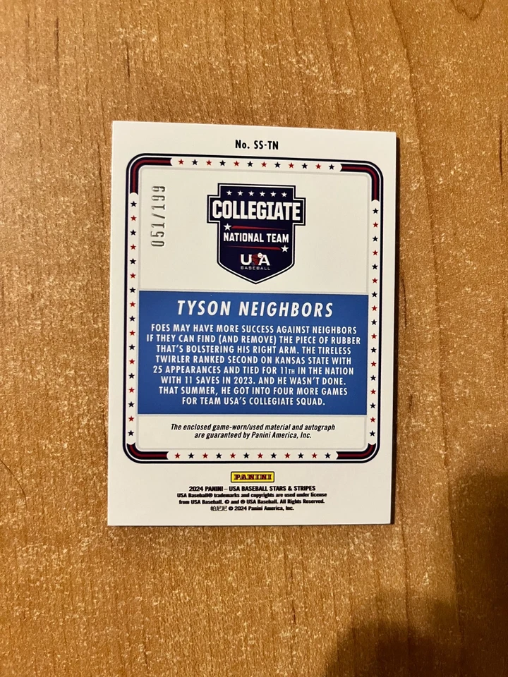 2024 Stars & Stripes - Tyson Neighbors - Silhouettes Auto Jumbo Relic /199 - Image 4 of 4