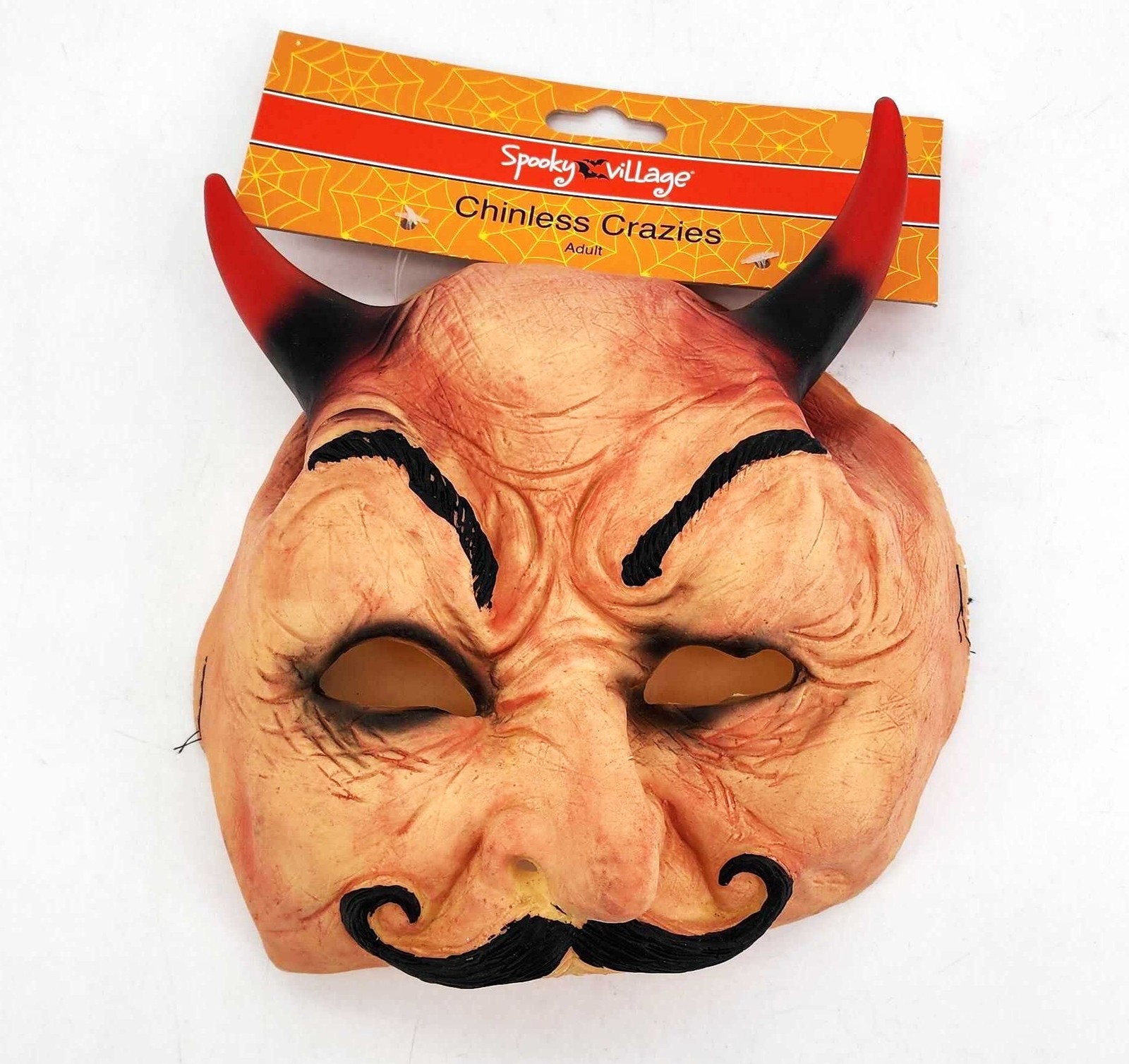 Scary Halloween Deluxe Chinless Deluxe Devil Man Mask Horns Mustache Adult/Teen