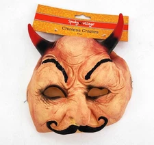 Scary Halloween Deluxe Chinless Deluxe Devil Man Mask Horns Mustache Adult/Teen