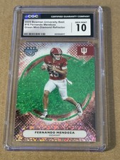 Topps 2025 Bowman's Univ Best Fernando Mendoza #16 Green Mini-Diamond /99 PSA 10