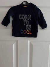 F&F Dark Blue (Born To Be Cool) Printed Long Sleeve T-shirt Baby Size 0-3 Months