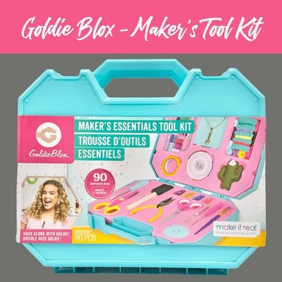 Goldie Blox - Maker's Essentials Tool Kit, 90 Pieces, Case Doesn t Snap Close