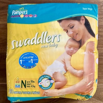 SEALED 2006 80ct Pampers Stages Swaddlers Baby Diapers Super Mega