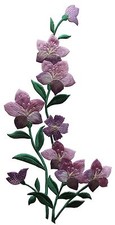 4112P 10" Purple Wild Flower Embroidery Iron On Applique -Left