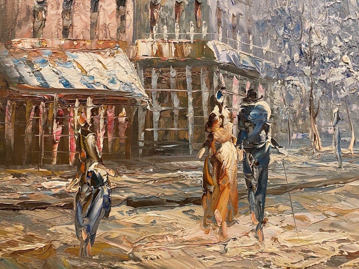 Original Vintage Signed Caroline Burnett Oil Painting Paris Street