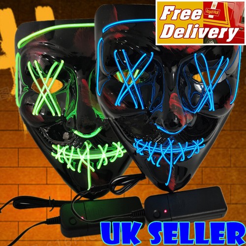 LED Halloween MaskLight Up Mask LED Masks EL Scary Mask Light Up Face