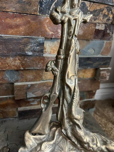 Vintage 5 Piece BRASS DOG FIREPLACE POKER SET~Bird Fire Tool*Brush*Shovel - Picture 18 of 24
