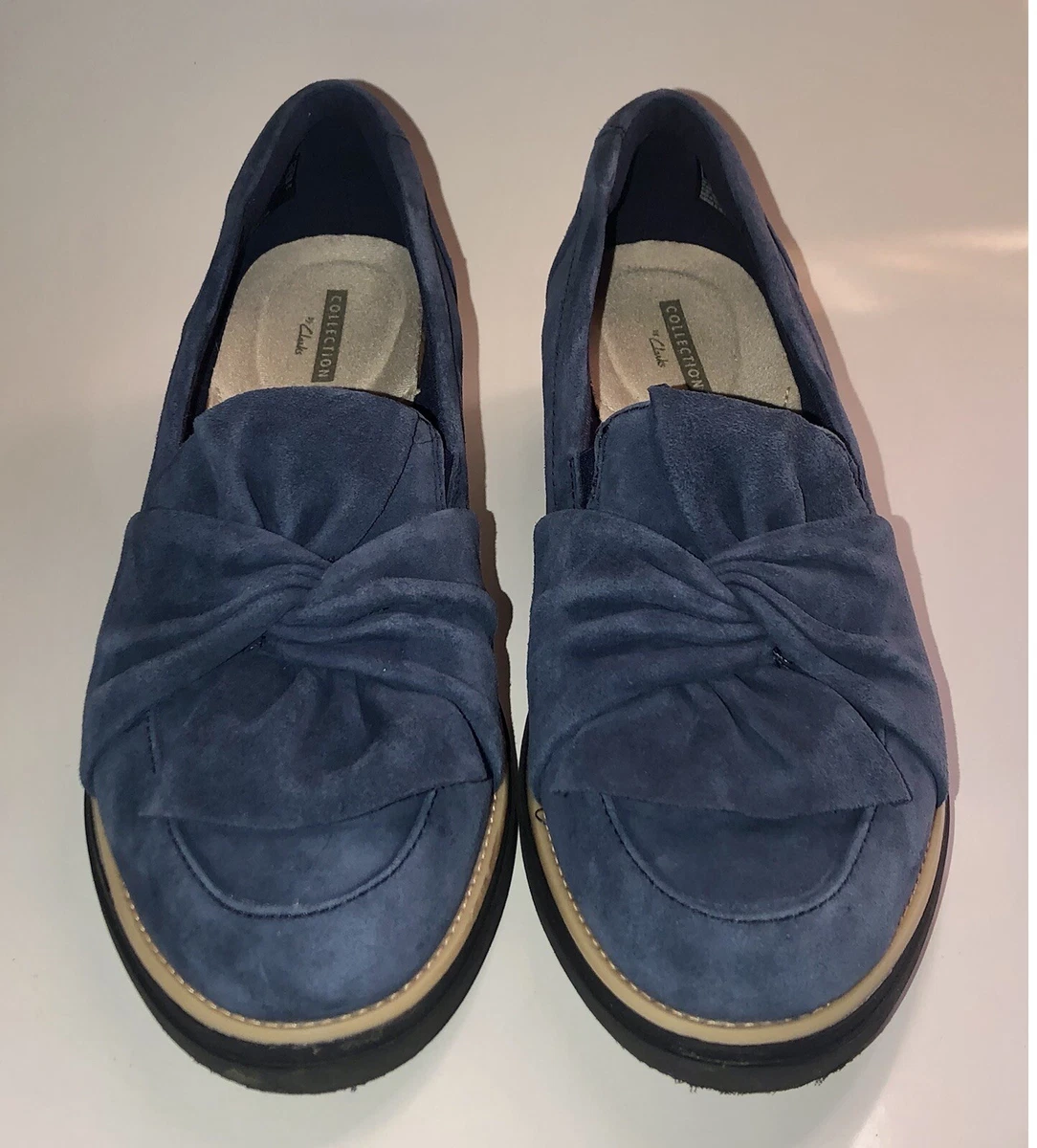 Clarks blue sales suede loafers