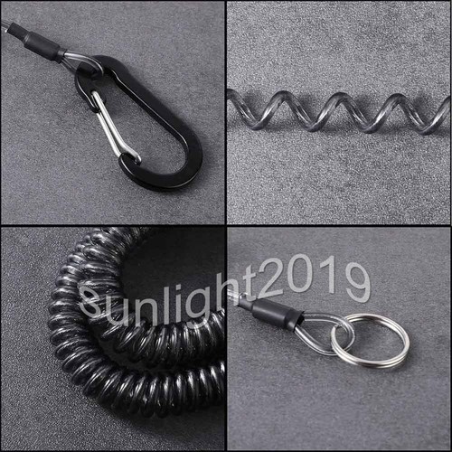 5X Spiralkabel, Schlüsselanhänger, Sicherungsband, Sicherungsseil & Karabiner - Bild 3 von 7