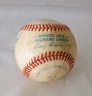 Bob Feller, Jim "Catfish" Hunter & Manny Sanguillen autographed baseball (boxE1)