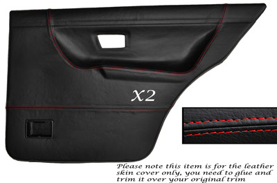 RED STITCH 2X REAR DOOR CARD SKIN COVERS FITS VW GOLF MK2 II JETTA