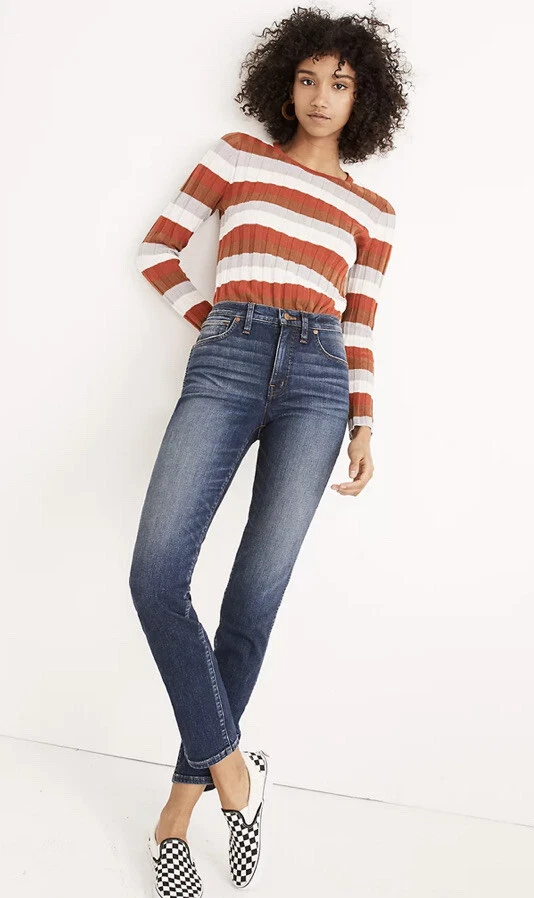 Madewell Slim Straight Jeans High Rise Stretch Hammond Wash 26T J7212