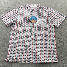 NEW Columbia PFG Shirt Men's Small Vented Fishing Size Shark Print Omni Wick