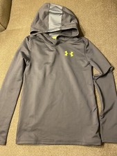 Boys Under Armour Gray Neon Pullover Hoodie Fitted Shirt XL