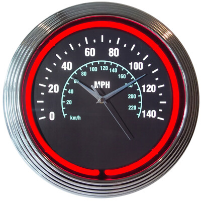 Speedometer Neon clock sign Speed shop Hot Rod Muscle Car Dads garage wall lamp