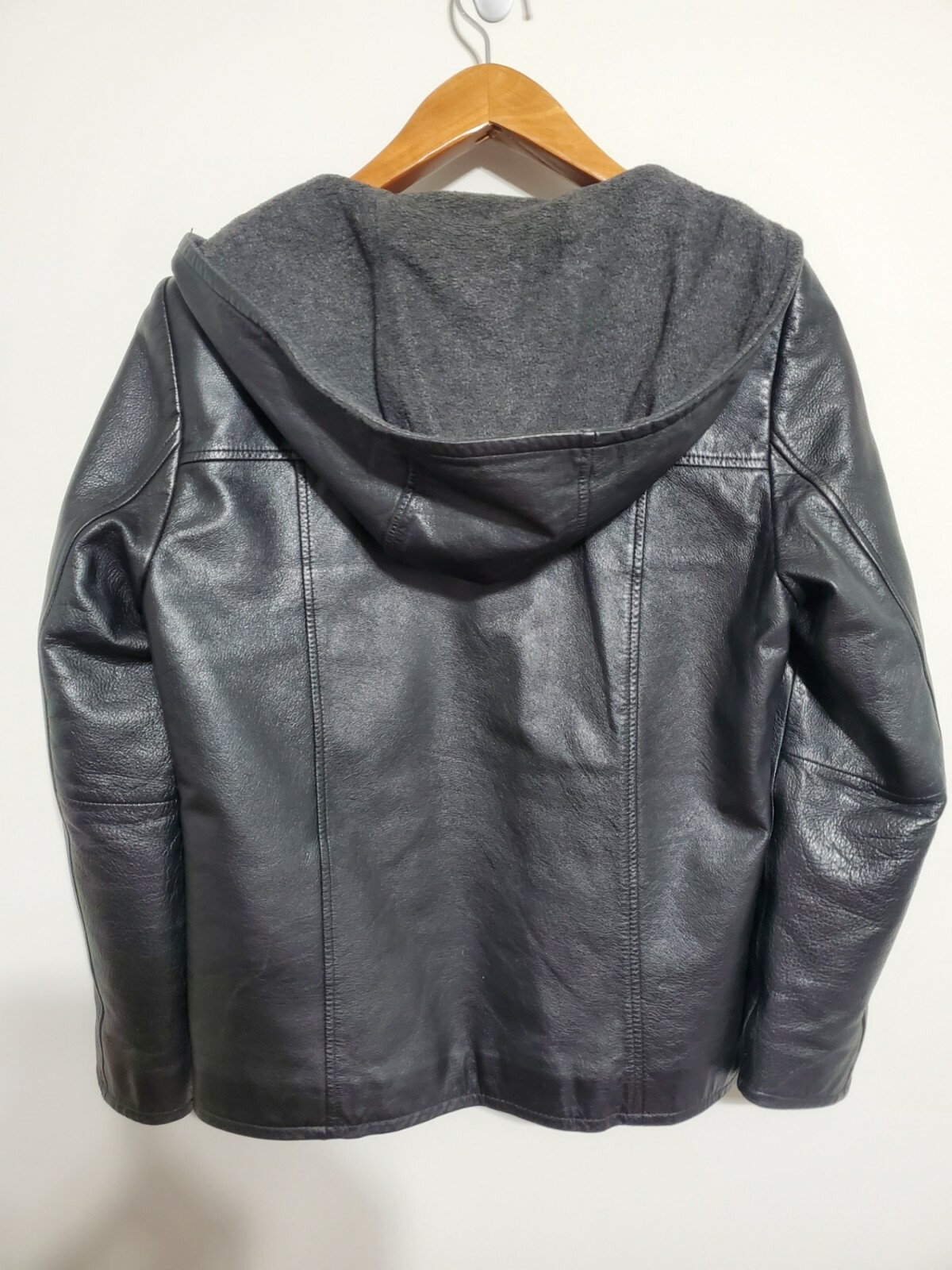 Outdoor Exchange Black Leather Hooded Jacket Womens S… Gem