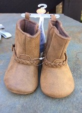 NEW Carter s Brown Baby Girl Boots 9-12 Months Shoes Slip On Faux Leather