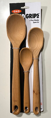 OXO Good Grips 3 Piece Wooden Spoon Set One-piece Beech Wood Comfortable Handle