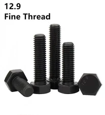 Fine Thread Black 12.9 Steel Hexagon Bolts Hex Head Screws M10 M12 M14 M16 M18
