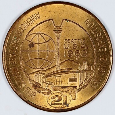 1962 Seattle World's Fair Token Century 21 Expo $1 Dollar 39mm