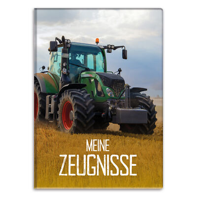 itenga Zeugnismappe Traktor Schule A4 hochwertig wattierter Einband Schulanfang