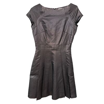 Reiss Mara Shimmer Fit & Flare Dress Women 4 Metallic Gunmetal Silver Party  Chic | eBay
