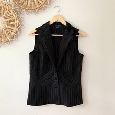 Rag Vintage Y2k Pin Striped Women's Suit Vest Black White Large