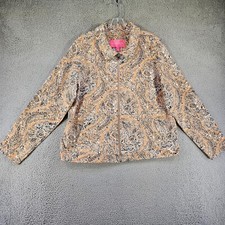 Issac Mizrahi Jacket Womens Large Lightweight Full Zip Paisley Print