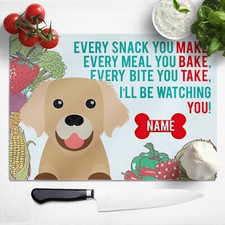 Personalised Chopping Board Glass Dog Cutting Worktop Saver Baking Pet Pup Gift