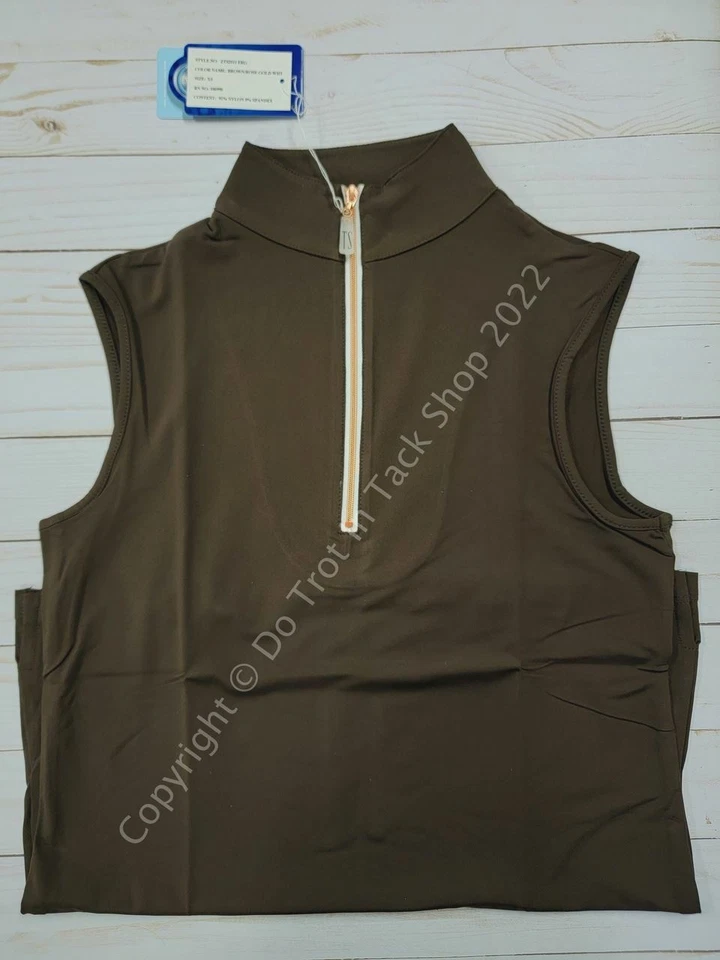 Tailored Sportsman ICEFIL Ziptop Sleeveless Shirt - Espresso Brown/ Rose Gold