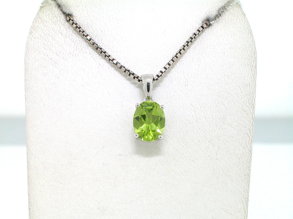 Peridot Anhänger 585 Weißgold 14Kt Gold natürlicher facettierter Peridot - Bild 2 von 4