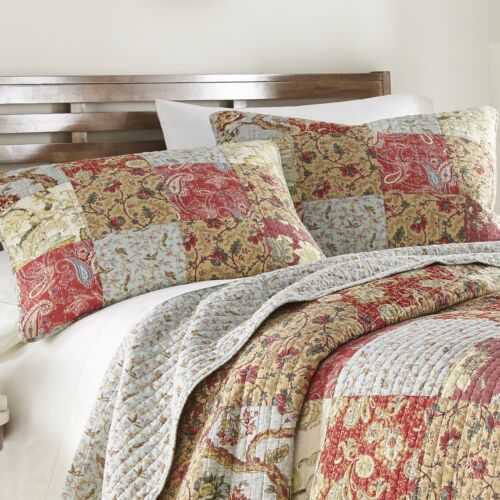 Leslie Floral Pre-Washed Bedspread Coverlet Patchwork Cotton Quilt - Picture 4 of 6